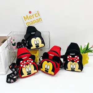 Custom Fashion Hot Cartoon Schattige Mickey Minnie Crossbody Tas Canvas Reis Boodschappentas Borst Relatiegeschenk Voor Jongens Meisjes