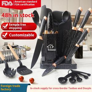 طقم أدوات مطبخ من 19 قطعة من السيليكون الآمن غذائياً غير اللاصق، ملعقة شوربة مسطحة وسكين، أدوات مطبخ سيليكون للبيع بالجملة - Product Image 3