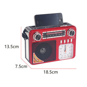 <b>Retro</b> Multifunctional Portable AM FM SW Radio With <b>Clock</b> Display Phone Holder Super Bass Built In Speaker For Home Use - Product Image 2