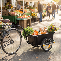 Remorque de vélo à plateforme fermée en acier inoxydable durable pour activités de plein air, grande capacité de charge de 90 L/150 lb pour outils