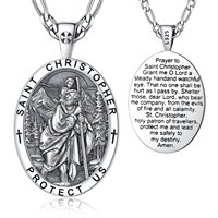 Merryshine Collier personnalisé en argent sterling 925 avec médaille de protection Saint Christophe, protecteur des voyageurs