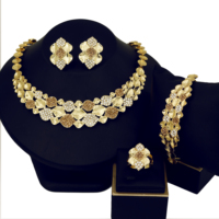 Ensemble de bijoux africains de luxe pour femmes, 4 pièces, style Dubaï, Nigéria, pour mariage ou fête, plaqué or 18 carats