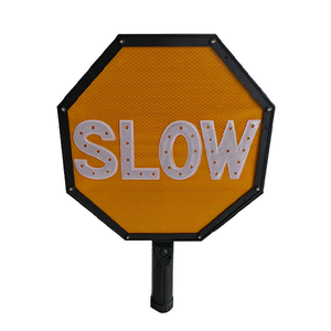 Control de tráfico Protector de cruce Señalización de seguridad de parada de mano recargable <span class=keywords><strong>Led</strong></span> amarillo paleta lenta Luz de señal de tráfico de mano - Product Image 1