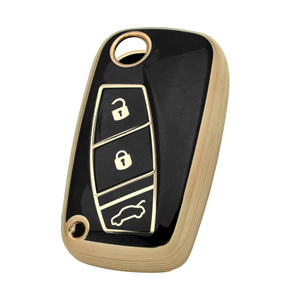 2 3 4 bottoni Tpu bianco e oro per <span class=keywords><strong>Fiat</strong></span> Tipo <span class=keywords><strong>Panda</strong></span> auto Cover custodia custodia Shell <span class=keywords><strong>accessori</strong></span> con cinturino da polso - Product Image 1