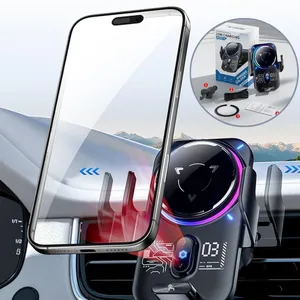 Support magnétique pour téléphone de <span class=keywords><strong>voiture</strong></span> 2-en-1 avec refroidissement semi-conducteur, <span class=keywords><strong>chargeur</strong></span> sans fil 25W à <span class=keywords><strong>induction</strong></span> automatique, lumière RGB, accessoire universel pour <span class=keywords><strong>voiture</strong></span> - Product Image 3