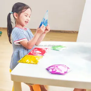 Çocuklar 3D Montessori eğitim öğretici oyuncaklar Glitter sıvı dolu duyusal fidget Squidgy üçgen şekiller sıvı duyusal oyuncaklar