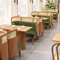 Ensemble de canapés ronds vintage pour bar, mobilier de loisirs en bois, table à manger avec chaises, canapé en cuir en promotion