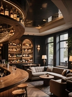 Conception d'intérieur pour restaurant et bar, service de conception d'intérieur, rendu 3D, solution tout-en-un, service de conception graphique 3D luxueux