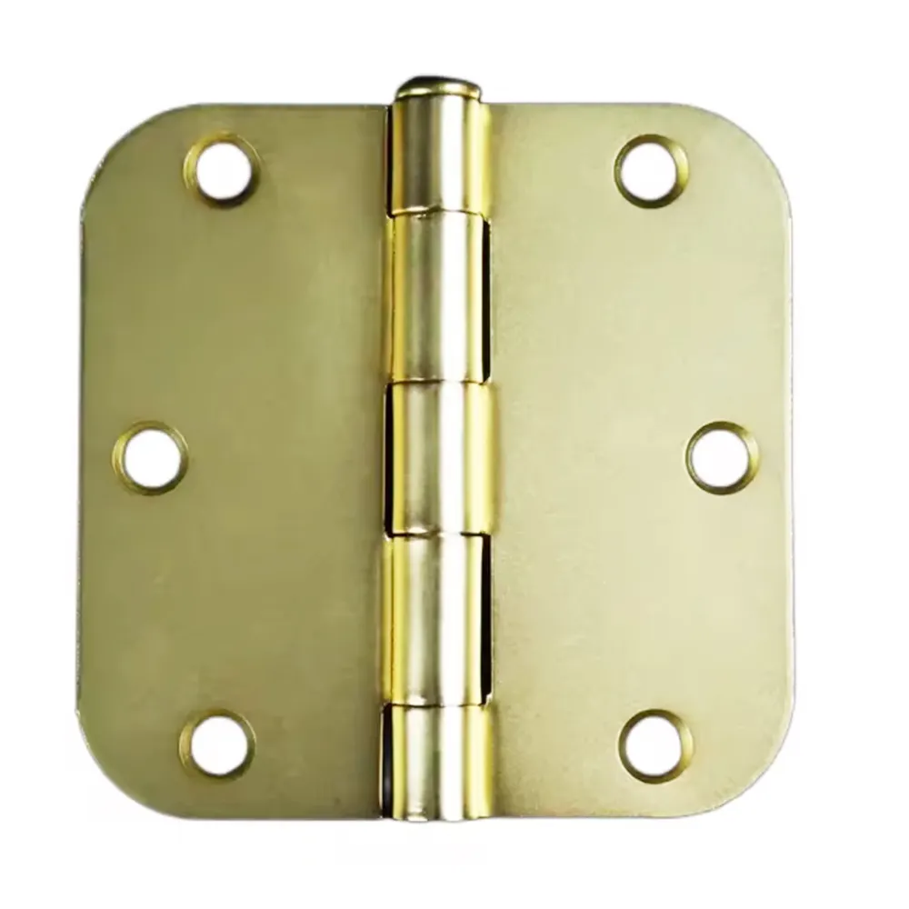 3.5 inch Steel Gate Welding Hinge Full Overlay Flush Hinge Brass Plated Round Corner Door Hinge
