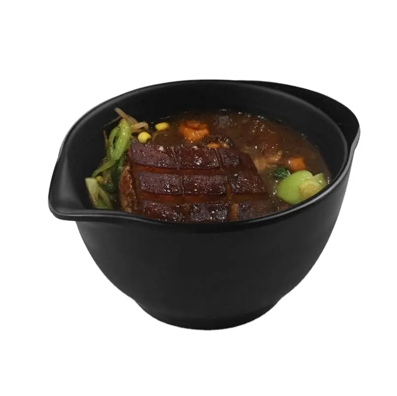 Regalo promozionale a buon mercato nuova ciotola per zuppa in melamina profonda con due manici per l'orecchio