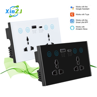 Interrupteur intelligent universel XZJ, prise murale sans fil USB noire, interrupteurs et prises intelligents Wifi
