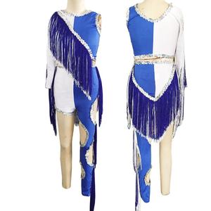Formation équipe scène Performance porter Dancewear Majorette uniforme Costume de danse Jazz Cheerleading porter avec paillettes et frange - Product Image 4