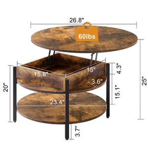 Combohome Simple Modern Wooden Rising Lift Top <strong>Fold</strong> <strong>Out</strong> <strong>Coffee</strong> <strong>Table</strong> Expandable to Dining <strong>Table</strong> with Storage - Product Image 5