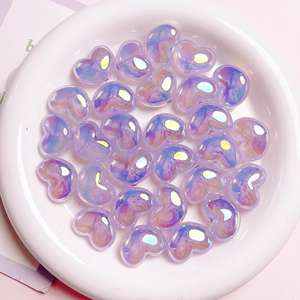 Acrylic Jelly Chubby Heart <b>Beads</b> with Straight Hole for DIY Phone Straps Keychains Jewelry Making - Product Image 4