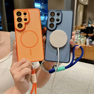 เคสโทรศัพท์แบบด้าน ดีไซน์เกราะ วัสดุ PC แม่เหล็ก พร้อมสายคล้องข้อมือ สำหรับ Samsung S26 S25 S24 S23 Ultra Plus FE A57 A37 - Product Image 5