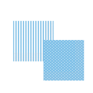Napkin 2 ply 33x33 cm, dots and stripes blue serenity, 20 pcs/pack - Product Image 1