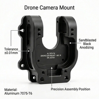 Pièces mécaniques UAV usinées CNC sur mesure en aluminium 7075 pour cadre de drone de précision, support de moteur, anodisé noir