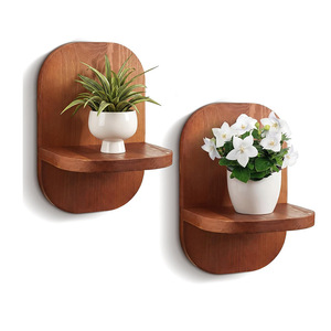 Wooden <b>Wall</b> Mounted <b>Storage</b> Rack Rectangle Shape <b>Hanging</b> Shelf For Home Living Room Decorative Flower And Miscellaneous Items - Product Image 2
