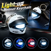 Porte-clés Casque Moto 3D Mini Lumineux, Porte-clés Casque avec Lumière d'Avertissement Nocturne, Cadeau pour Motards, Idées Cadeaux Voiture