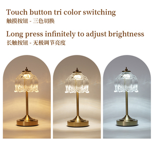 Lámpara de Mesa de Vidrio con Forma de Tulipán, LED Blanco Cálido 2700K, Base Dorada, Estilo Europeo, Lámpara de Noche para Dormitorio, Control de Interruptor, Enchufable, Pequeña - Product Image 5