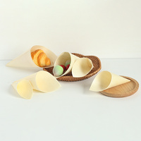 Compostable Wooden Food Cone Birch Wood Disposable Cone for Fried Food Popcorn Nut Snack Packaging