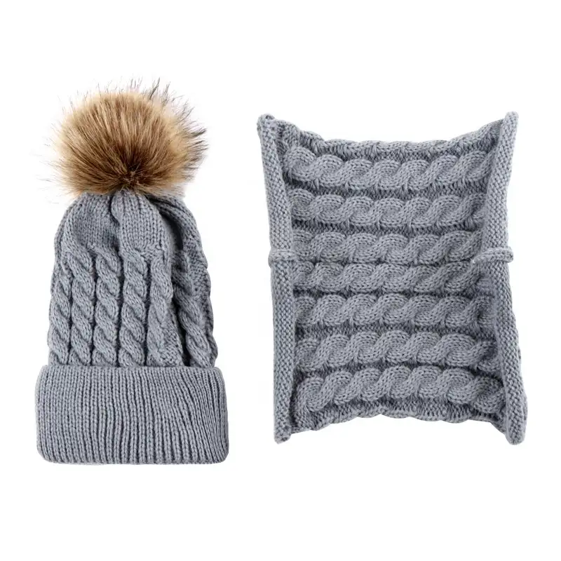 סתיו וחורף צמר כובע צעיף סינר חליפת עיבוי טוויסט חם לסרוג כובע תינוק ילדי כובעים