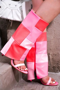 2023년 가장 인기 있는 핫핑크 색상 파티 울트라 하이힐 암나이론 섹시한 오픈토 스틸레토 힐 퍼 부츠 맞춤 샌들 - Product Image 5