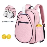 Sac à dos de pickleball personnalisé en nylon imperméable avec compartiment séparé pour chaussures et sangle rembourrée en maille pour l'entraînement des clubs féminins