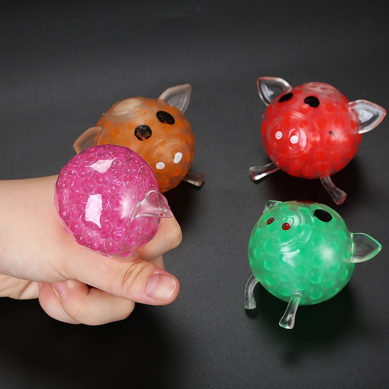 Vibbang Pig Squeeze Balls, Anti-Stress Pig Ball Squeeze Toy, Pink Pig Fun Sensory Squeeze Toys, Realistic Pig Toy for Stress Relief for Adults & Children (A