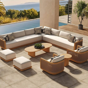 Custom Modern Luxury Teak Outdoor Furniture Set Durable Waterproof Contemporary Patio <b>Sofa</b> for Garden Lounge Courtyard Hotel - Product Image 1