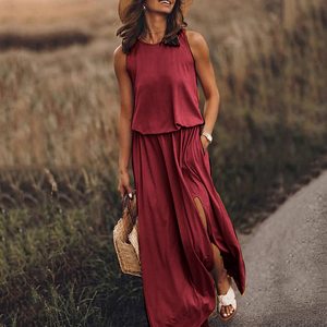 <span class=keywords><strong>Abbigliamento</strong></span> da <span class=keywords><strong>Donna</strong></span> Abito <span class=keywords><strong>Elegante</strong></span> di Stile da <span class=keywords><strong>Donna</strong></span> Senza Maniche con Spacco Tinta Unita <span class=keywords><strong>Casual</strong></span> da Lavoro - Product Image 4