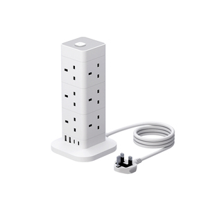 Power Strip <strong>Tower</strong> UK12 Way Multi <strong>Plug</strong> Extension Socket Extension Lead <strong>Tower</strong> 1.5M Extension Cable 12 Gang 2USB Ports - Product Image 1