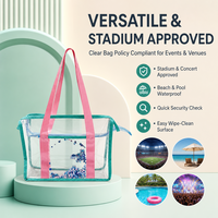 Sacs de plage transparents en PVC, sacs fourre-tout imperméables avec fermeture éclair, sacs de piscine réutilisables pour l'été, vente en gros, logo personnalisé, sacs OEM en vrac