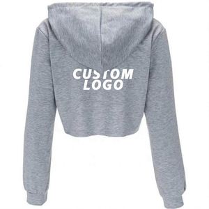 Sweat-shirt court à manches longues en coton pour femme, idéal pour la gym, personnalisable avec logo, vente en gros - Product Image 2