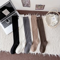 Chaussettes en laine tricotées au-dessus du genou, style doux, imprimé jacquard, inspirées du mode rétro, chaussettes amples pour femmes, chaudes et confortables