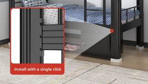 Lit superposé pliant minimaliste pour enfants avec cadre métallique inclinable, double sur double, avec barrières de sécurité pour <span class=keywords><strong>la</strong></span> chambre à coucher - Product Image 3