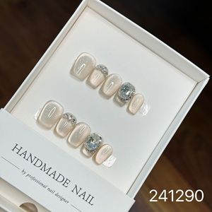 TSZS 10 faux ongles carrés courts faits à la main, finition chatoyante œil de chat, à presser, <span class=keywords><strong>pour</strong></span> femme et filles Y2K - Product Image 1