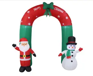 Arco gonfiabile di natale illuminato arco di pupazzo di neve di babbo natale decorazioni natalizie per interni ed esterni luci a Led integrate giganti