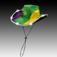 Cappello da Cowboy con Paillettes Multicolore Viola, Verde e Giallo per Adulti e Decorazioni per Feste di Carnevale e Mardi Gras