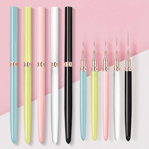 Lot de 5 pinceaux liner pour ongles, différents modèles, stylos de peinture pour lignes, logo personnalisé pour salon de manucure - Product Image 1