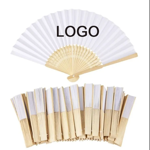 Fournisseurs de premier plan, vente en gros de éventails pliants en bambou personnalisés avec logo imprimé, éventails en bois pour mariage, éventails en papier blancs à tenir à la main - Product Image 1
