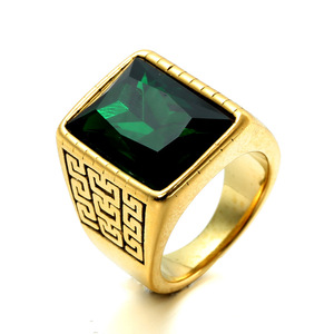 ขายส่งเครื่องประดับแฟชั่นผู้ชาย ดีไซน์ฝังพลอยแท้เม็ดเดี่ยวขนาดใหญ่ ชุบทอง 18K สไตล์โรแมนติก สำหรับเด็กผู้ชายและผู้ชาย - Product Image 4