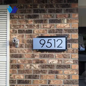 HONGSEN 도매 집 번호판 옥외 LED 스테인레스 스틸 번호 집 방 번호 패 황동