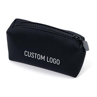 Petite pochette de maquillage noire en néoprène à fermeture éclair personnalisée en usine d'origine pour le stockage de produits de toilette de voyage