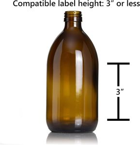 Flacon en verre ambré rechargeable de 500 ml (16 oz) pour <span class=keywords><strong>savon</strong></span> liquide, lotion, flacon <span class=keywords><strong>d</strong></span>'<span class=keywords><strong>apothicaire</strong></span> vide, flacon en verre avec pompe en acier inoxydable - Product Image 4