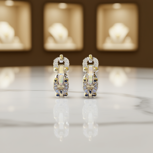 Orecchini a Cerchio E2442 in Oro Bianco con Cristalli e Strass, Montatura a Castone, Lussuosi per Uso Quotidiano Femminile - Product Image 2