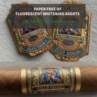 Bague de cigare personnalisée imprimée, gaufrée, feuille d'or, imperméable, autocollant personnalisé pour l'emballage des cigares, OEM