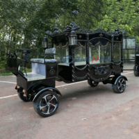 Carriage de cercueil noir tiré par des chevaux/corbillard chariot funéraire noir moderne George Antique Glass Coach chariot funéraire en vente