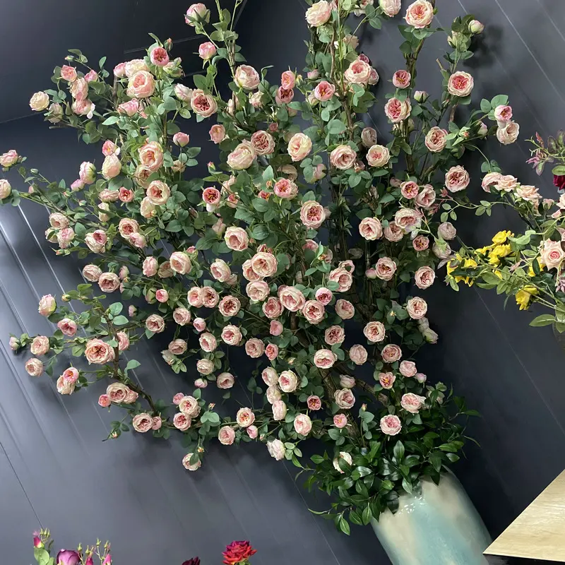 Haute qualité longue branche fausse soie artificielle rose tige pour mariage magasin hôtel événements fleur mur décor