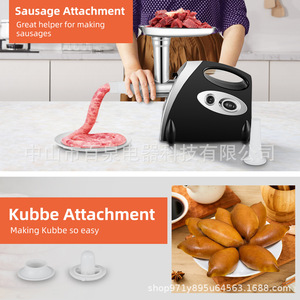 Hachoir à viande électrique multifonctionnel automatique avec accessoire pour saucisses et kibbeh, 110V norme américaine - Product Image 1